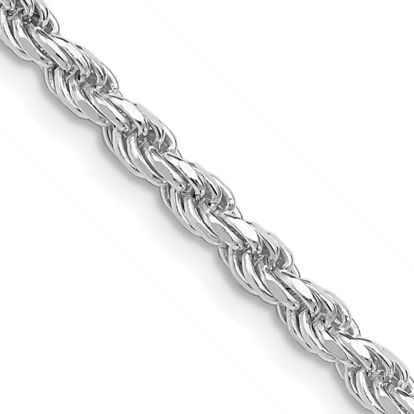 Kazi Luxury Sterling Silver Rhodium-plated 3mm Diamond-cut Rope Chain